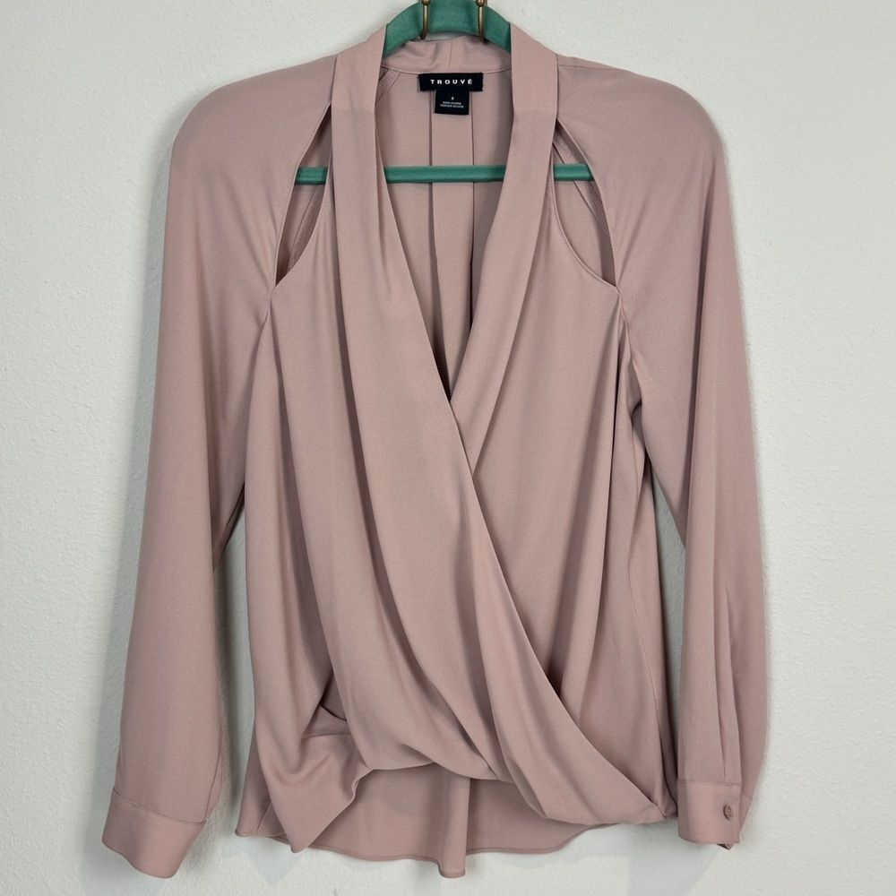 Trouve Nordstrom Dusty Rose Cut Out Blouse S